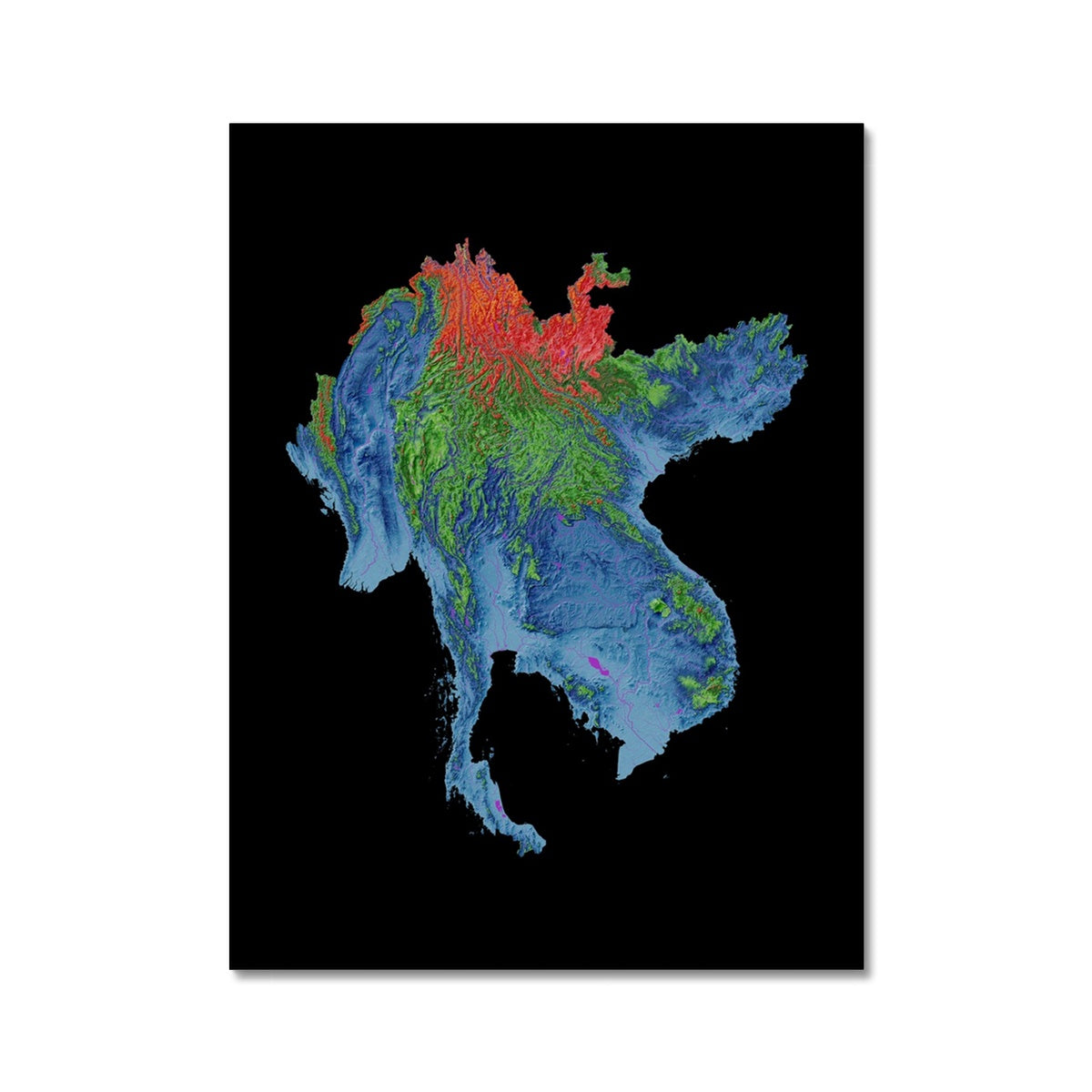 CUSTOM Elevation Map Of The Greater Mekong Subregion Canvas ...