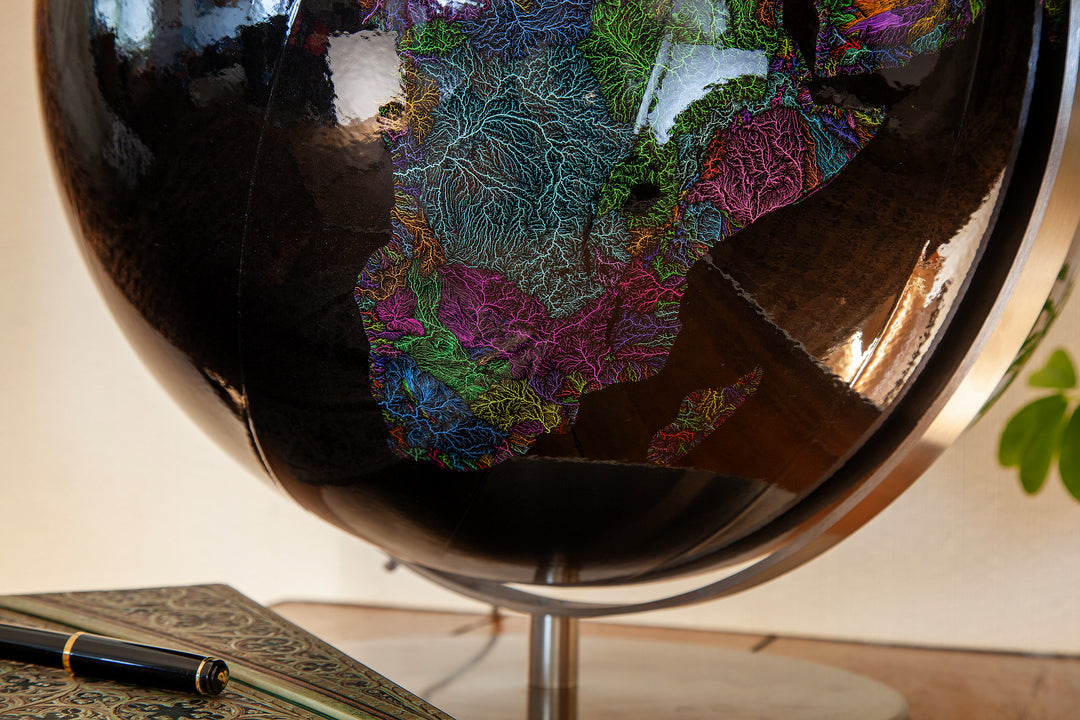 Our maps on handcrafted desktop globes