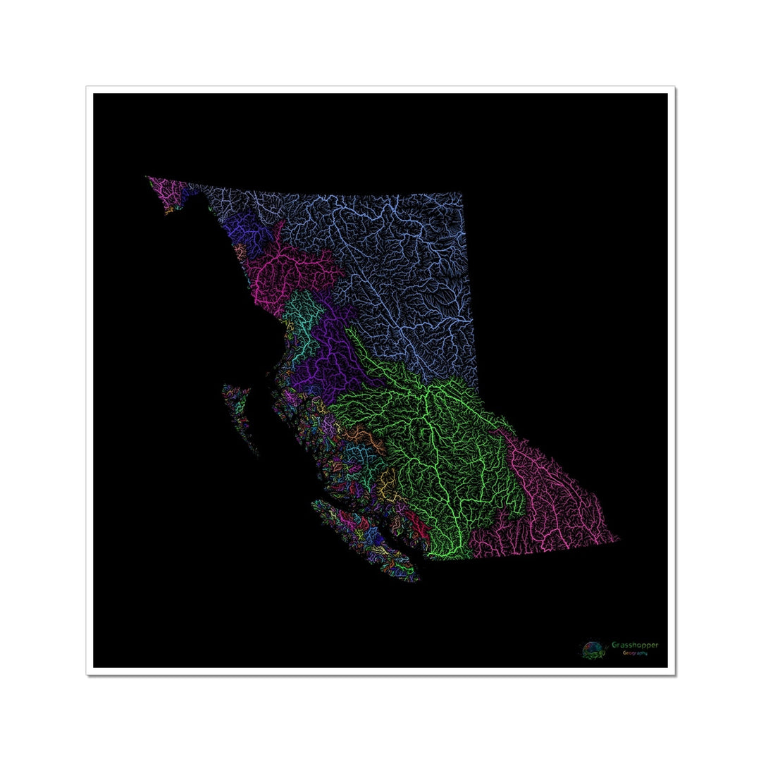 CUSTOM British Columbia river basin map Wall Art Poster