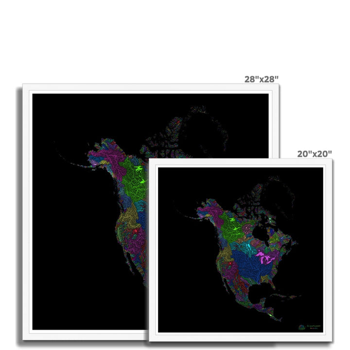 Mapa personalizado da bacia hidrográfica da América do Norte Impressão emoldurada