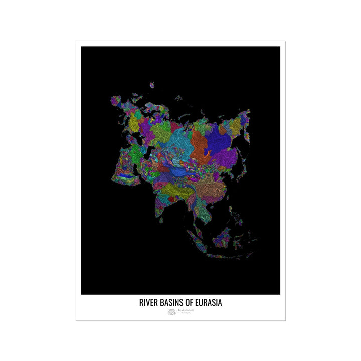 CUSTOM River basin map of Eurasia Photo Art Print