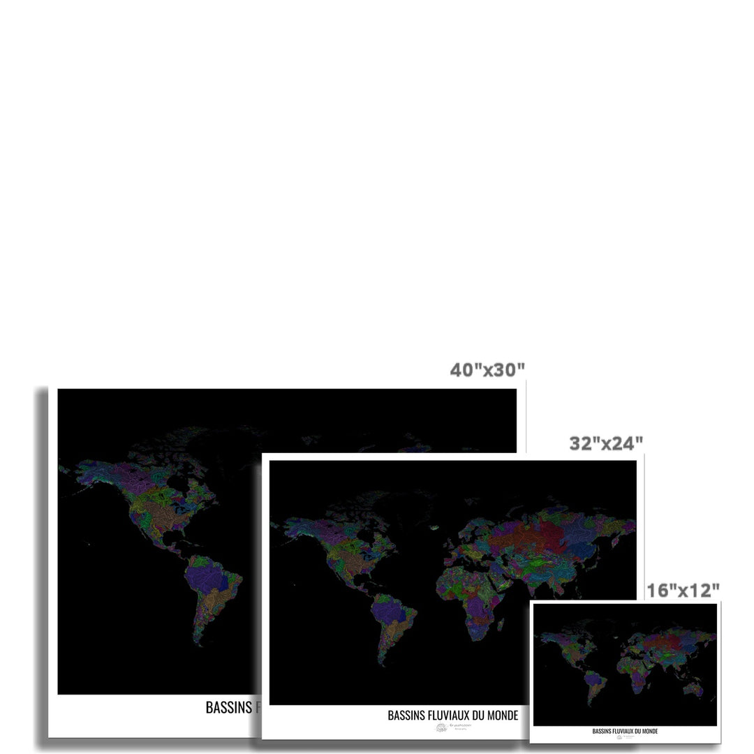 CUSTOM River basin map of the world - French Photo Art Print