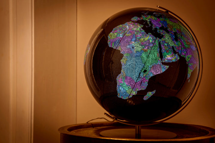 River basin globe in black