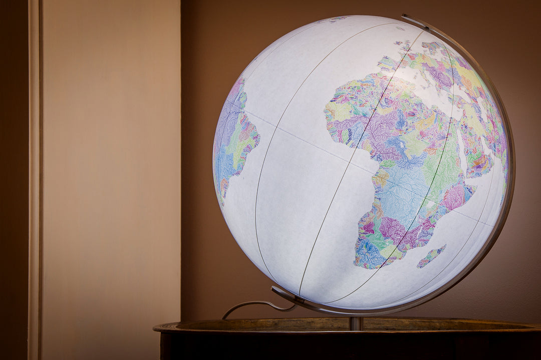 River basin globe in white