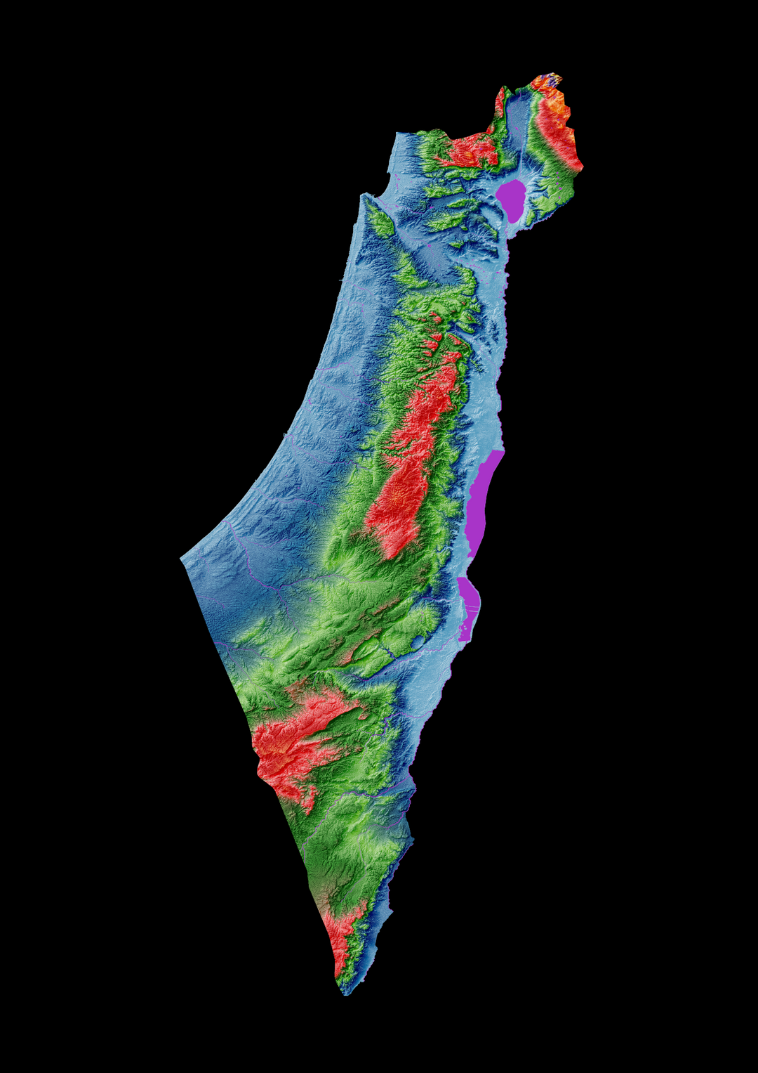 Mapa de elevación personalizado entre Israel y Palestina