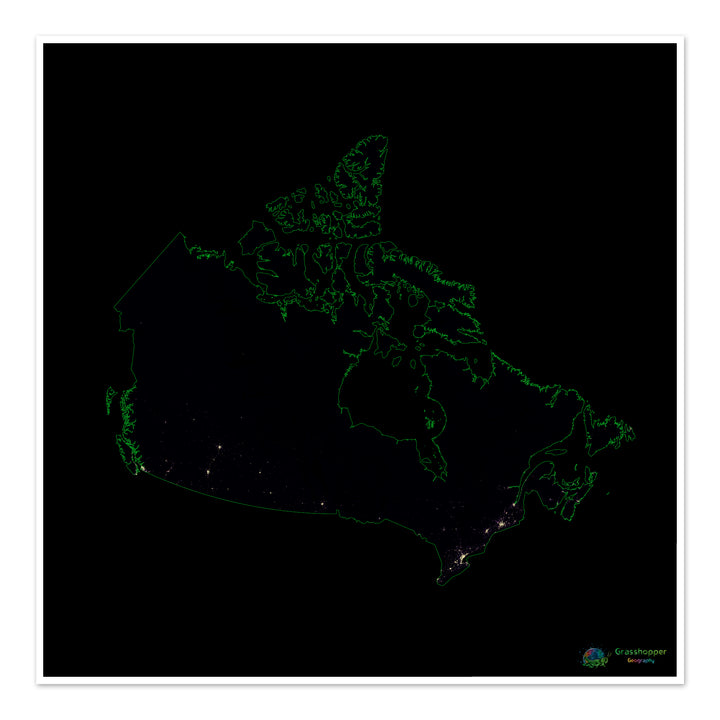 Kanada – Bevölkerungsdichte-Heatmap – Kunstdruck