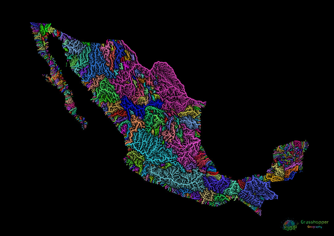 Carte personnalisée du bassin fluvial du Mexique