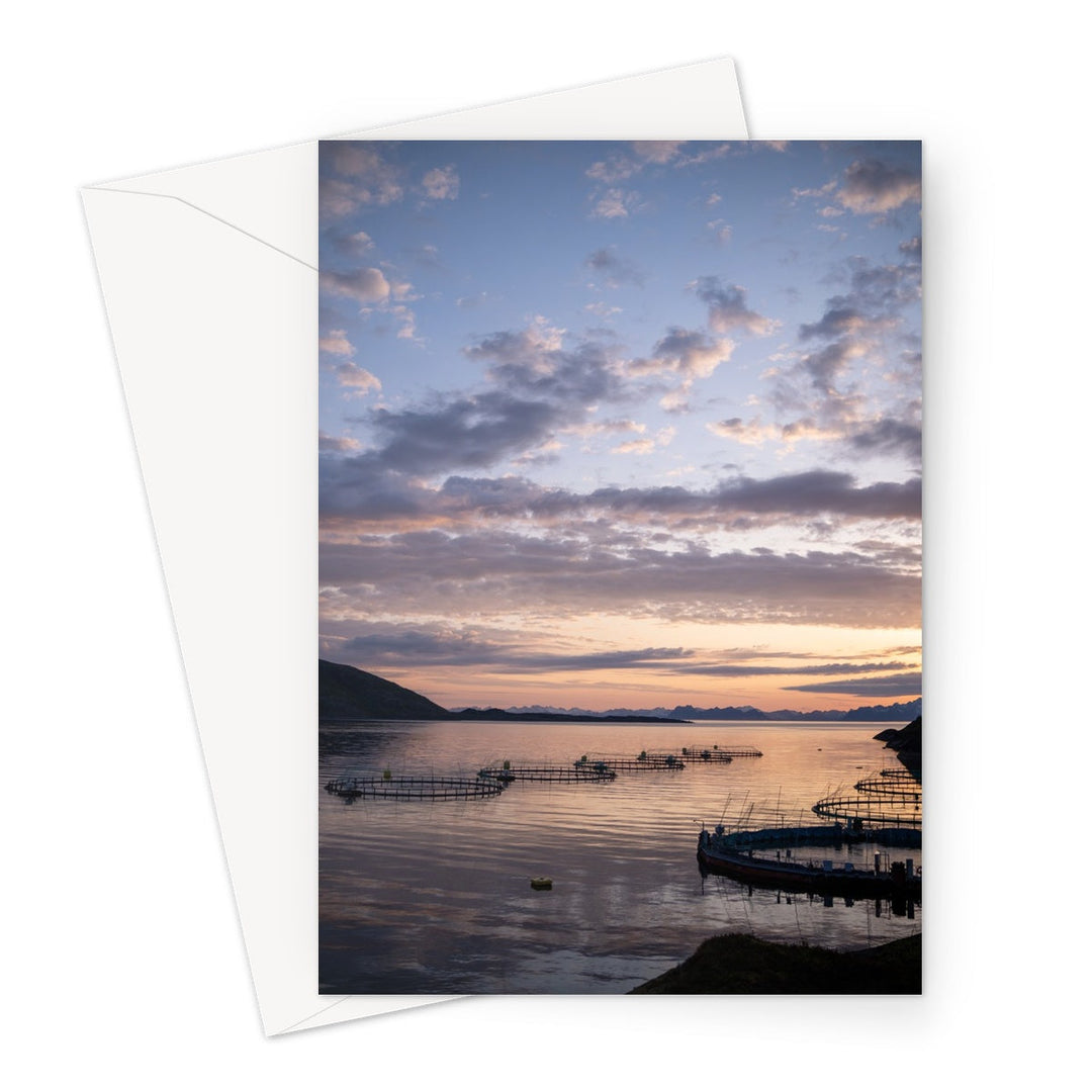 Sunset over the fish pens I - Greeting Card