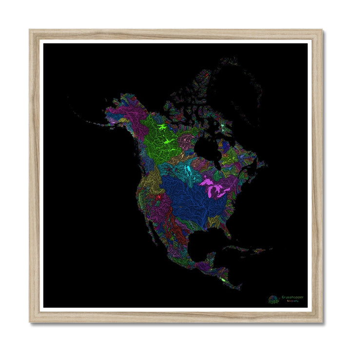 CUSTOM North America river basin map Framed Print