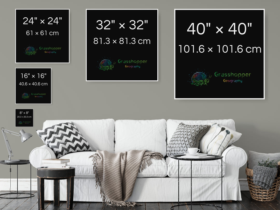 North America - Elevation map, black - Fine Art Print