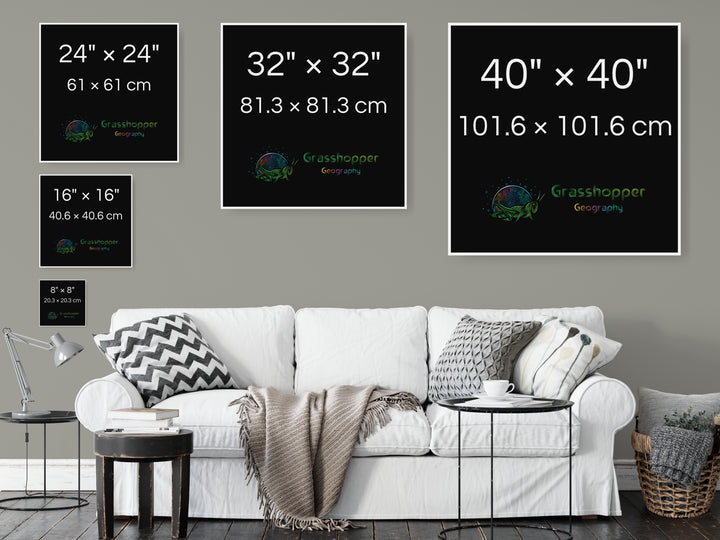 California - Elevation map, black - Fine Art Print