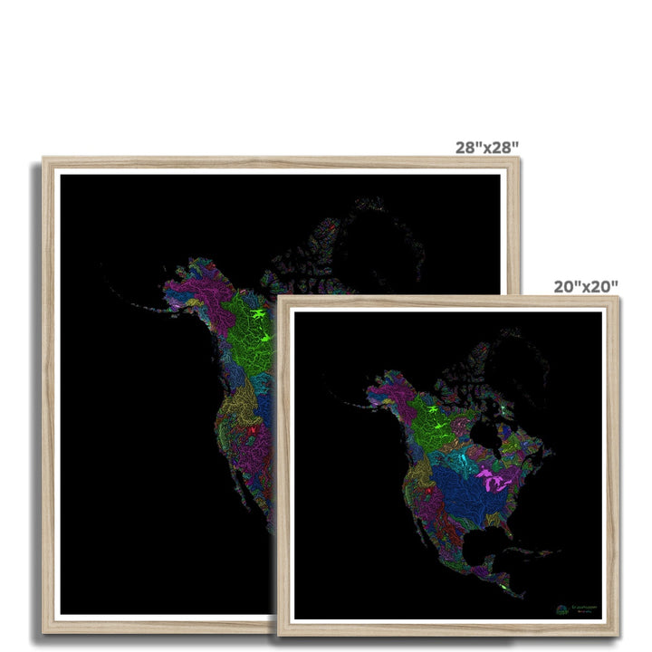 Mapa personalizado da bacia hidrográfica da América do Norte Impressão emoldurada