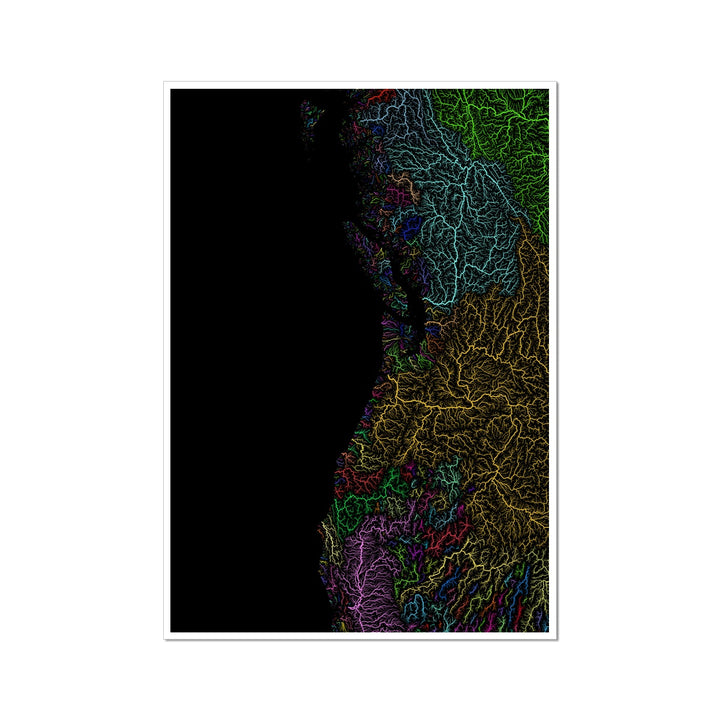 Mapa personalizado de la cuenca del río Noroeste de América Impresión de Bellas Artes