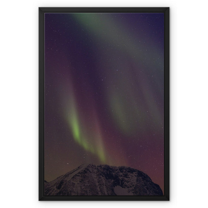 Aurora above Lundøya I - Framed Canvas