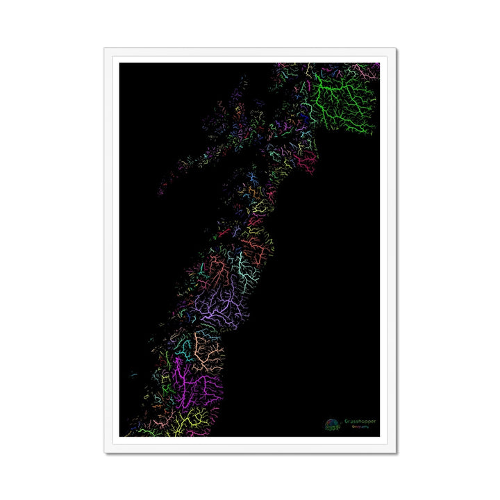 Carte personnalisée du bassin fluvial du Nordland Impression encadrée 