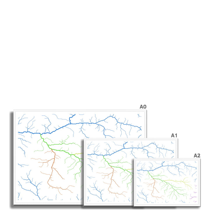 Carte personnalisée du bassin de la rivière Roaring Fork Impression encadrée