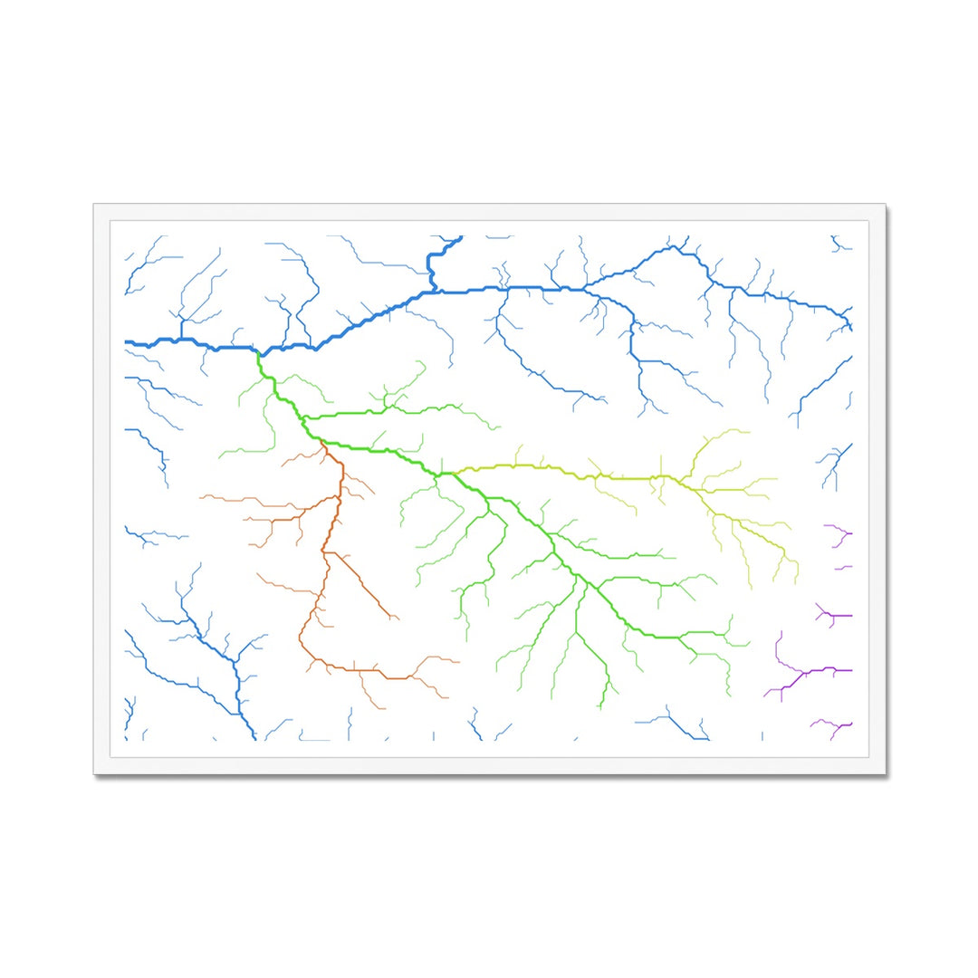 Carte personnalisée du bassin de la rivière Roaring Fork Impression encadrée