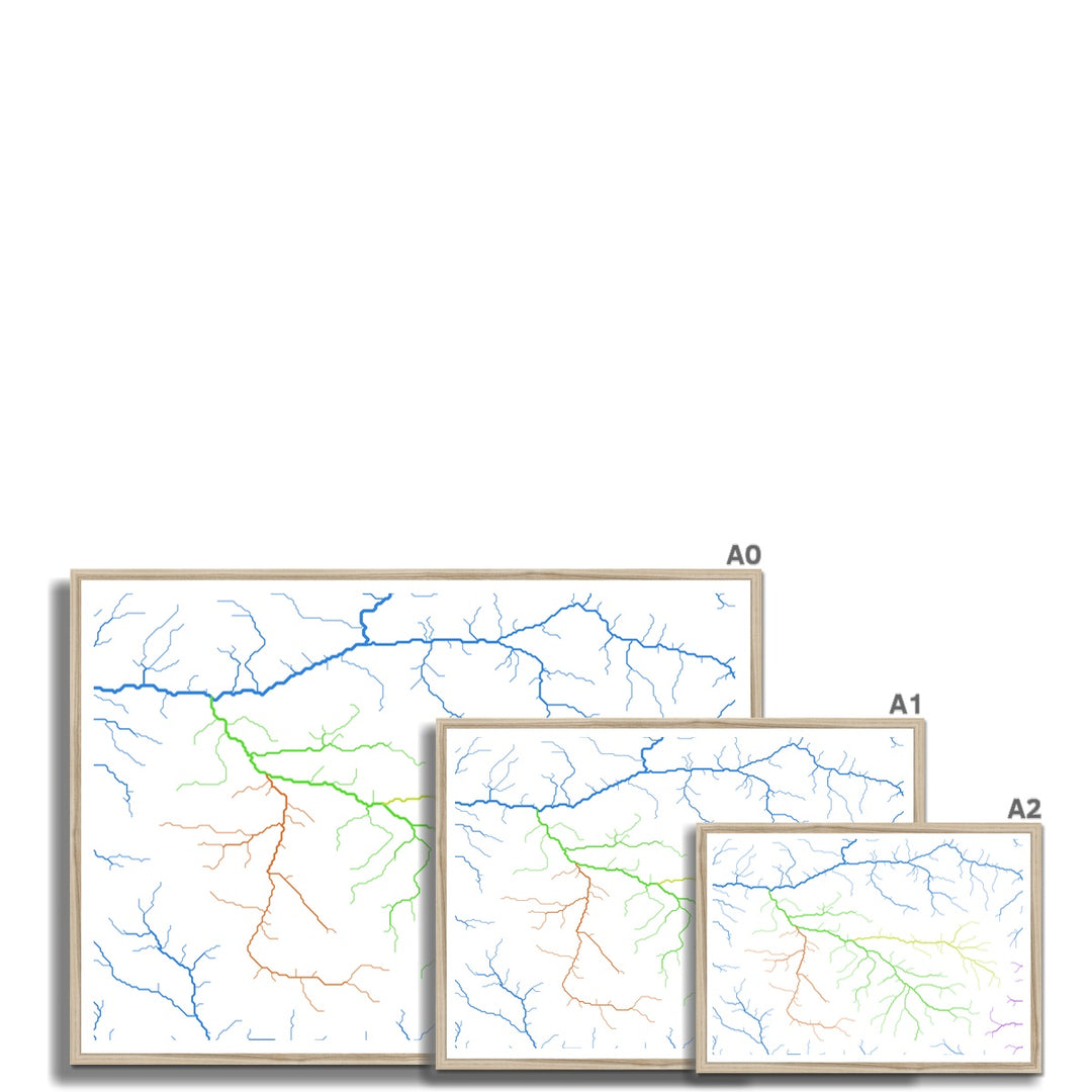 Carte personnalisée du bassin de la rivière Roaring Fork Impression encadrée