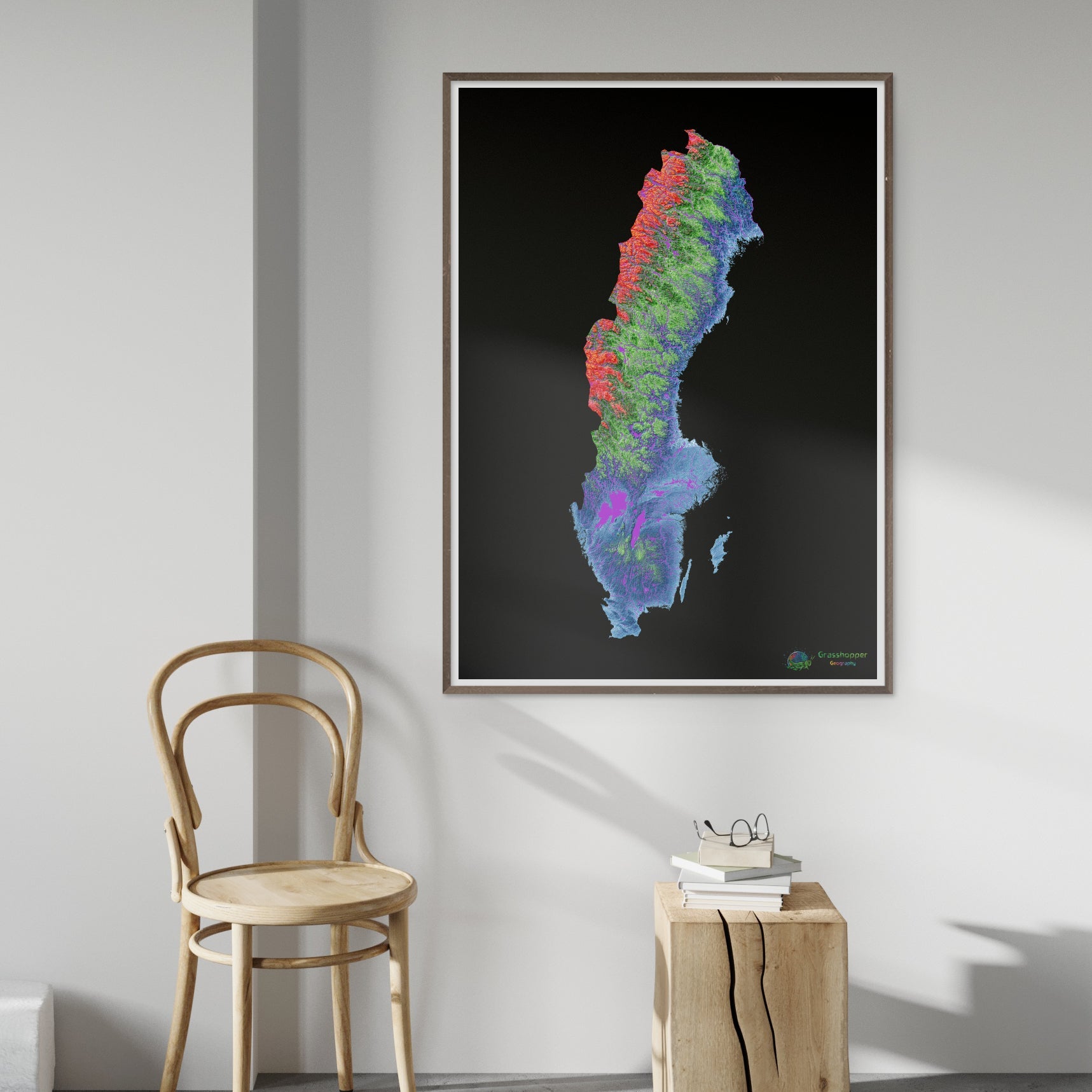 Sweden - Elevation Map, Black - Fine Art Print – Grasshopper Geography