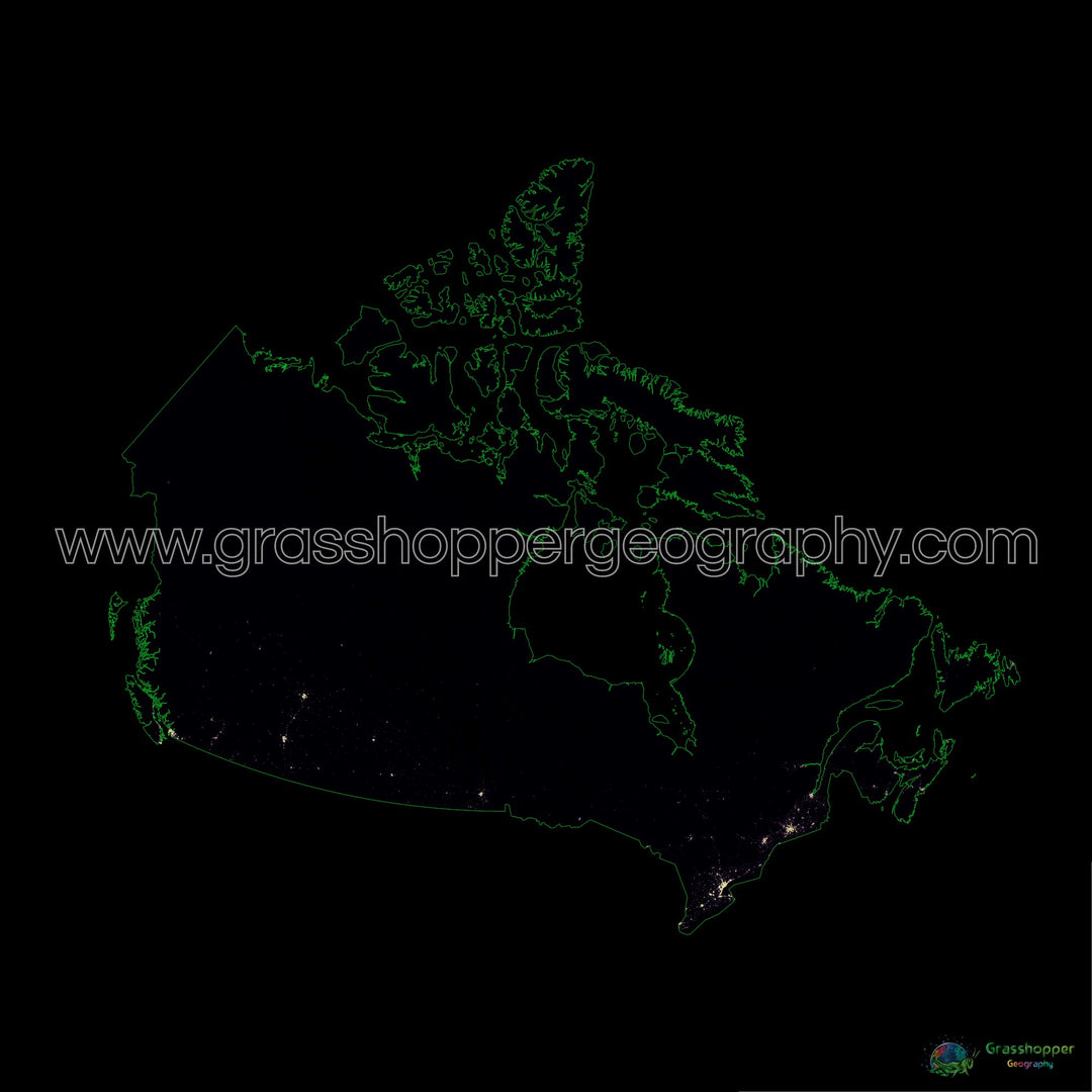 Kanada – Bevölkerungsdichte-Heatmap – Kunstdruck