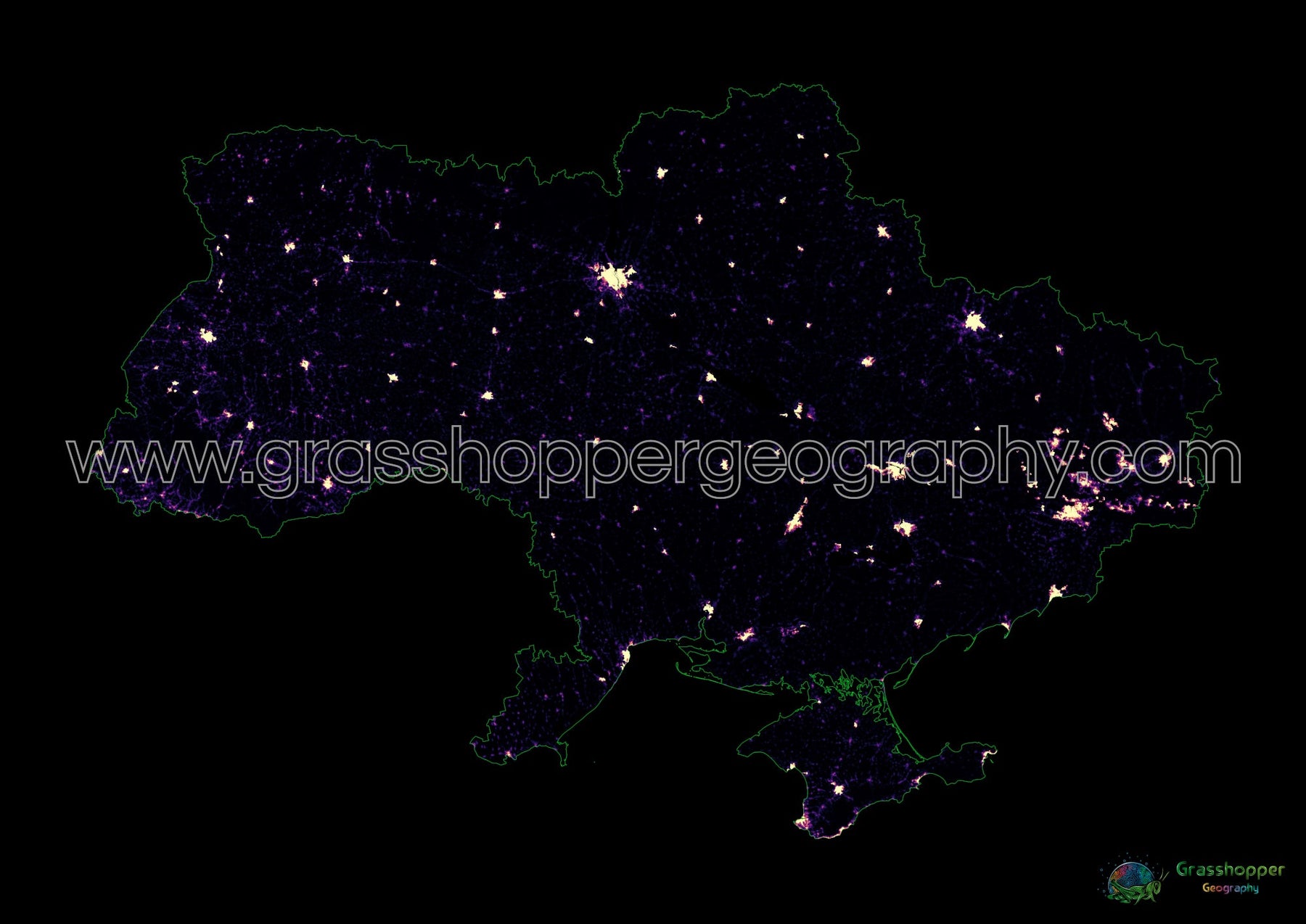 Ukraine Population density heatmap Fine Art Print