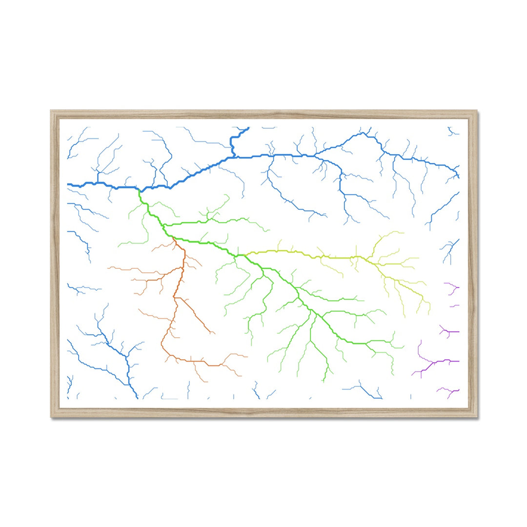 Carte personnalisée du bassin de la rivière Roaring Fork Impression encadrée