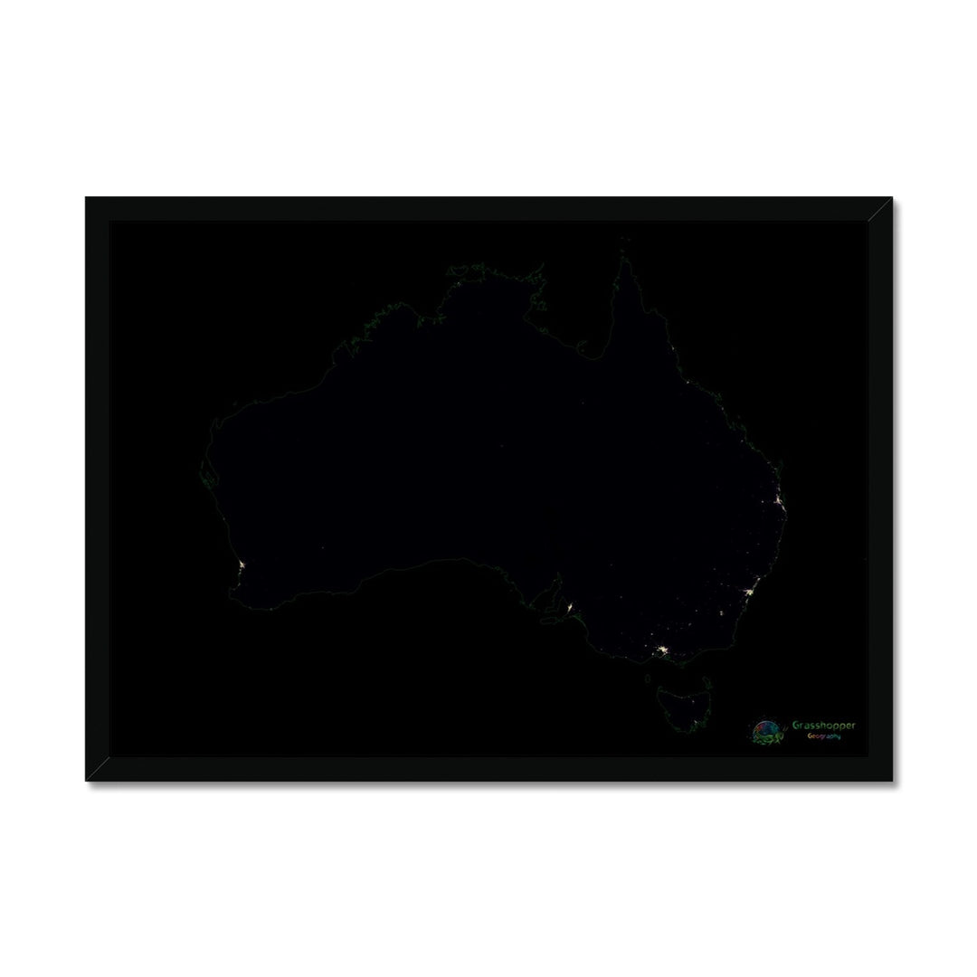 Population density heatmap of Australia Framed Print